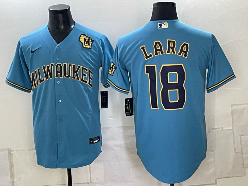 Men 2026 Milwaukee Brewers #18 Lara blue Game Nike MLB Jersey 0918003->->